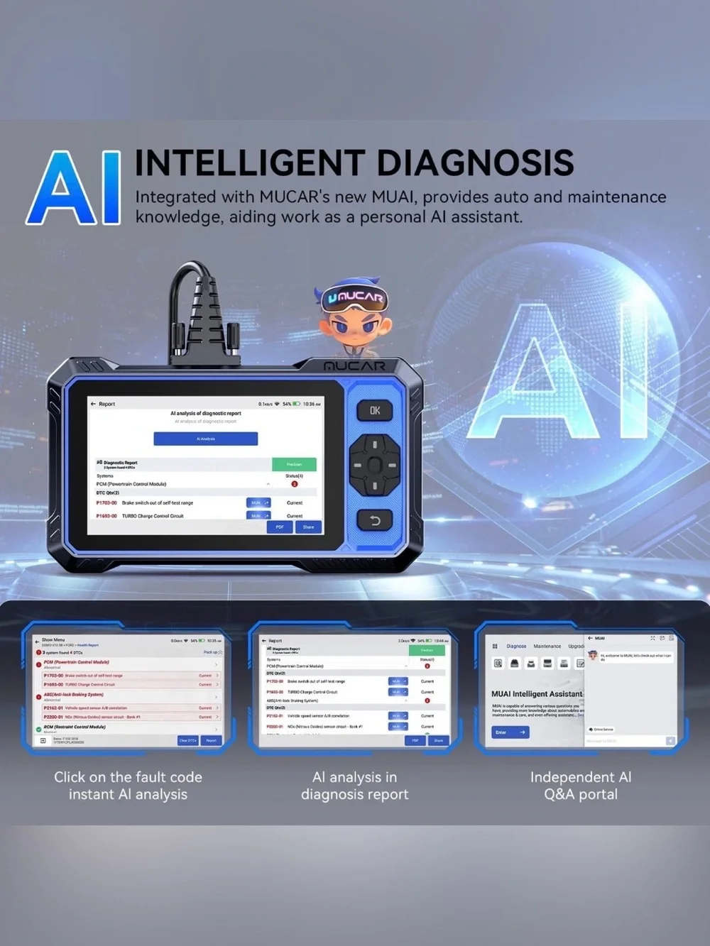 MUCAR 682 AI-Assist Diagnostic Scanner Full System Scan 20 Services CANFD